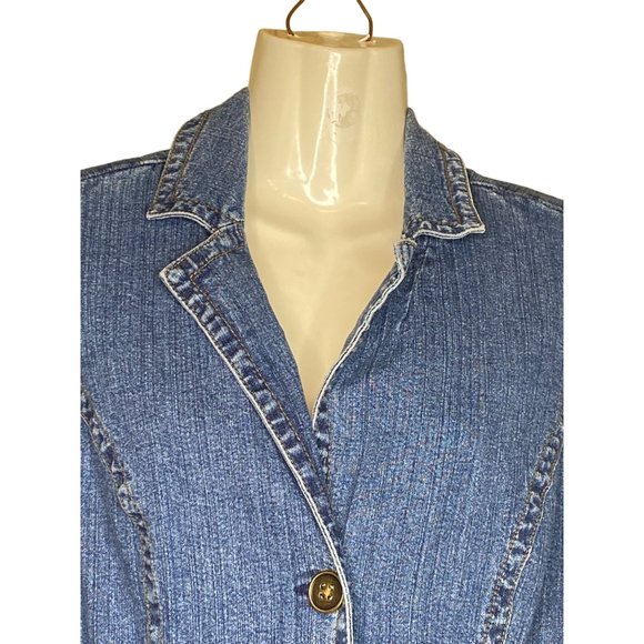 St John’s Bay Petite Denim Pleated Woman’s Jacket PL - Picture 3 of 12